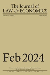 cover of The Journal of Law and Economics, volume 67 number 1 (February 2024)