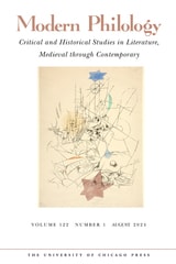 cover of Modern Philology, volume 122 number 1 (August 2024)
