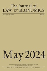 cover of The Journal of Law and Economics, volume 67 number 2 (May 2024)