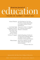 cover of American Journal of Education, volume 130 number 4 (August 2024)