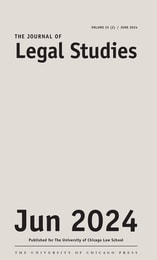 cover of The Journal of Legal Studies, volume 53 number 2 (June 2024)