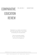cover of Comparative Education Review, volume 68 number 3 (August 2024)