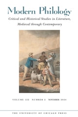 cover of Modern Philology, volume 122 number 2 (November 2024)