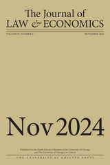 cover of The Journal of Law and Economics, volume 67 number 4 (November 2024)