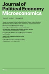 cover of Journal of Political Economy Microeconomics, volume 3 number 1 (February 2025)