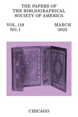 cover of The Papers of the Bibliographical Society of America, volume 119 number 1 (March 2025)