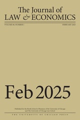 cover of The Journal of Law and Economics, volume 68 number 1 (February 2025)