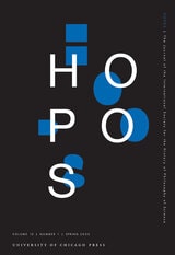 cover of HOPOS: The Journal of the International Society for the History of Philosophy of Science, volume 15 number 1 (Spring 2025)