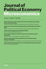 cover of Journal of Political Economy Microeconomics, volume 3 number 2 (May 2025)