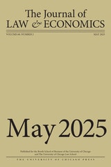 cover of The Journal of Law and Economics, volume 68 number 2 (May 2025)