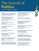 cover of The Journal of Politics, volume 87 number 3 (July 2025)