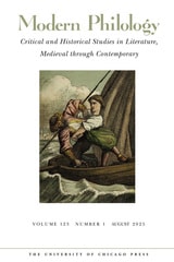 cover of Modern Philology, volume 123 number 1 (August 2025)