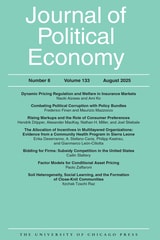 cover of Journal of Political Economy, volume 133 number 8 (August 2025)