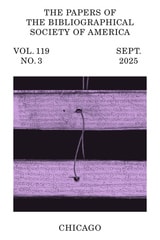 cover of The Papers of the Bibliographical Society of America, volume 119 number 3 (September 2025)