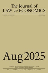 cover of The Journal of Law and Economics, volume 68 number 3 (August 2025)