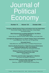 cover of Journal of Political Economy, volume 133 number 10 (October 2025)