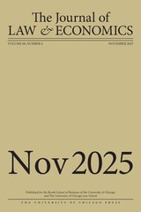 cover of The Journal of Law and Economics, volume 68 number 4 (November 2025)