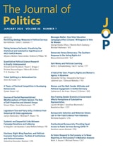 cover of The Journal of Politics, volume 88 number 1 (January 2026)