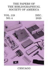 cover of The Papers of the Bibliographical Society of America, volume 119 number 4 (December 2025)