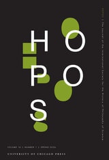 cover of HOPOS: The Journal of the International Society for the History of Philosophy of Science, volume 16 number 1 (Spring 2026)