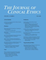 cover of The Journal of Clinical Ethics, volume 37 number 3 (Fall 2026)