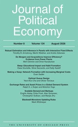 cover of Journal of Political Economy, volume 134 number 8 (August 2026)