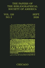 cover of The Papers of the Bibliographical Society of America, volume 120 number 3 (September 2026)