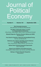 cover of Journal of Political Economy, volume 134 number 9 (September 2026)