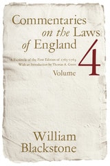 cover of Commentaries on the Laws of England, Volume 4: A Facsimile of the First Edition of 1765-1769