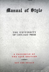 cover of Chicago Manual of Style: First Edition (Special Promotional Printing)