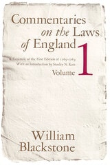 cover of Commentaries on the Laws of England, Volume 1: A Facsimile of the First Edition of 1765-1769