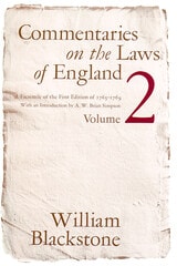 cover of Commentaries on the Laws of England, Volume 2: A Facsimile of the First Edition of 1765-1769
