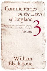 cover of Commentaries on the Laws of England, Volume 3: A Facsimile of the First Edition of 1765-1769