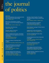 cover of The Journal of Politics, volume 82 number 2 (April 2020)