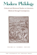 cover of Modern Philology, volume 118 number 4 (May 2021)