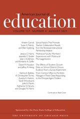 cover of American Journal of Education, volume 127 number 4 (August 2021)