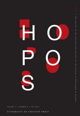 cover of HOPOS: The Journal of the International Society for the History of Philosophy of Science, volume 11 number 2 (Fall 2021)