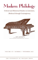 cover of Modern Philology, volume 119 number 2 (November 2021)