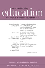 cover of American Journal of Education, volume 128 number 1 (November 2021)