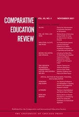 cover of Comparative Education Review, volume 65 number 4 (November 2021)