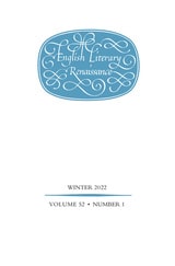 cover of English Literary Renaissance, volume 52 number 1 (Winter 2022)