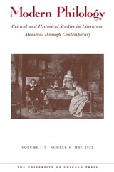 cover of Modern Philology, volume 119 number 4 (May 2022)