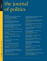 cover of The Journal of Politics, volume 84 number 2 (April 2022)