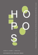 cover of HOPOS: The Journal of the International Society for the History of Philosophy of Science, volume 12 number 1 (Spring 2022)