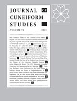 cover of Journal of Cuneiform Studies, volume 74 number 1 (2022)