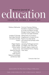 cover of American Journal of Education, volume 128 number 4 (August 2022)