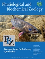 cover of Physiological and Biochemical Zoology, volume 95 number 6 (November/December 2022)