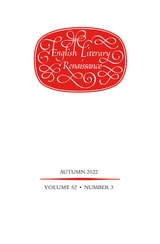 cover of English Literary Renaissance, volume 52 number 3 (Autumn 2022)
