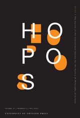 cover of HOPOS: The Journal of the International Society for the History of Philosophy of Science, volume 12 number 2 (Fall 2022)