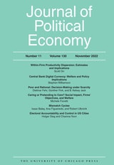 cover of Journal of Political Economy, volume 130 number 11 (November 2022)